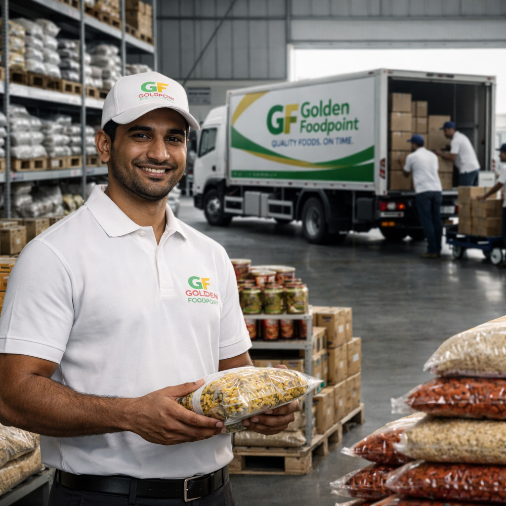 Golden Foodpoint Delivery Truck on Duty